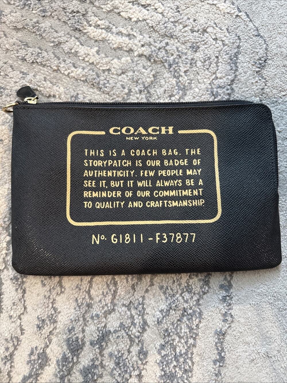 COACH StoryPatch Clutch Large Corner Zip Pouch Black Cosmetic Bag